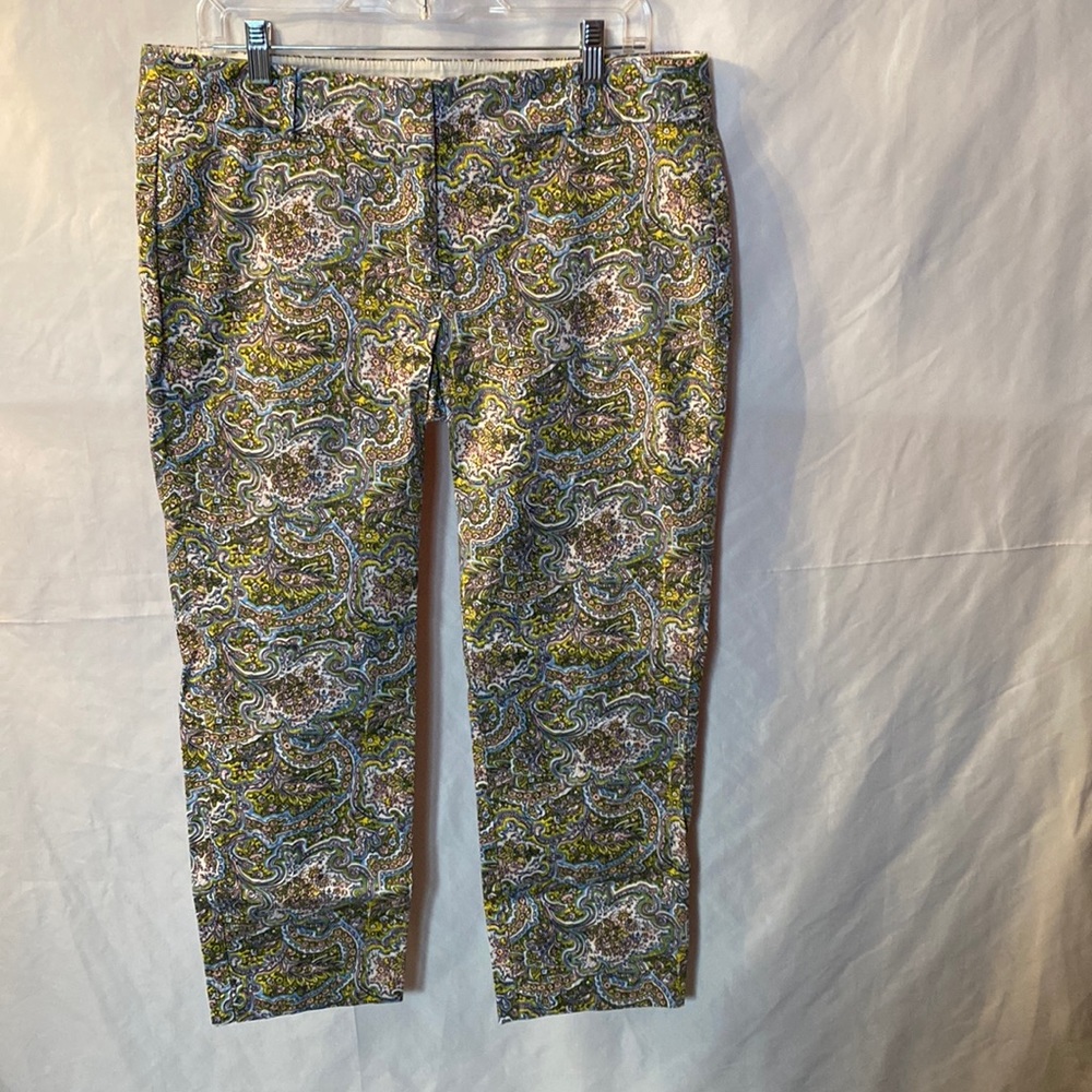 Ann Taylor Paisley Straight Leg Crop Pants 12